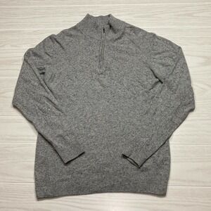 Emi Imaglia Men's 1/4 Zip Wool Silk Blend Sweater Large Mock Neck Grey Italy